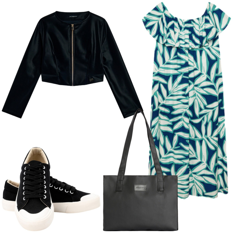 Outfit donna - Total look #2240444. Stile Casual per Tutti i giorni. Abbinamento con shopping bag, blazer, sneakers, vestiti lunghi.