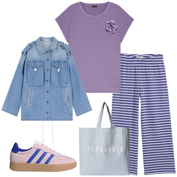 Outfit donna - Total look #2240449. Stile Sporty chic per Tutti i giorni. Abbinamento con pantaloni, borse tote, blazer, bluse, sneakers.
