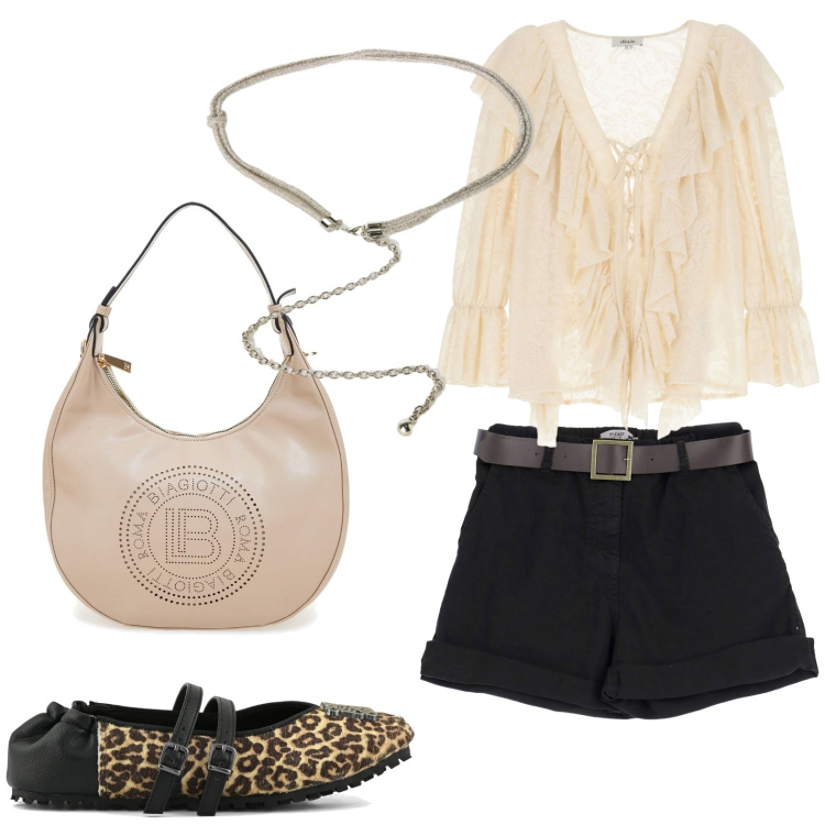 Outfit donna - Leggermente bohemien. Stile Boho per Tutti i giorni. Abbinamento con shorts, camicie, borse a spalla, cinture, ballerine.