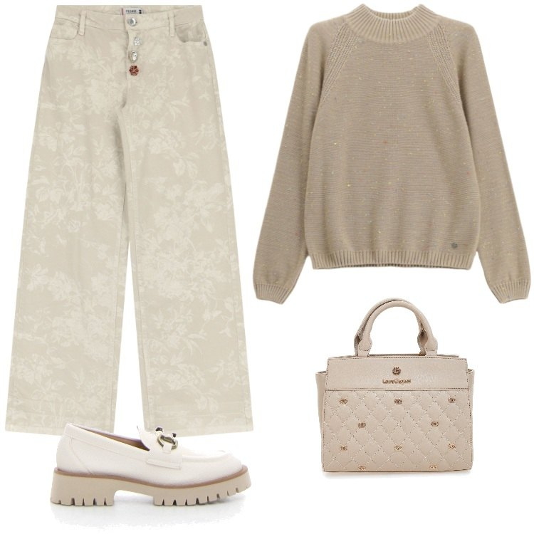Outfit donna - Total look #2240489-2. Stile Casual per Ufficio. Abbinamento con pantaloni, maglieria, mocassini, borse a mano.