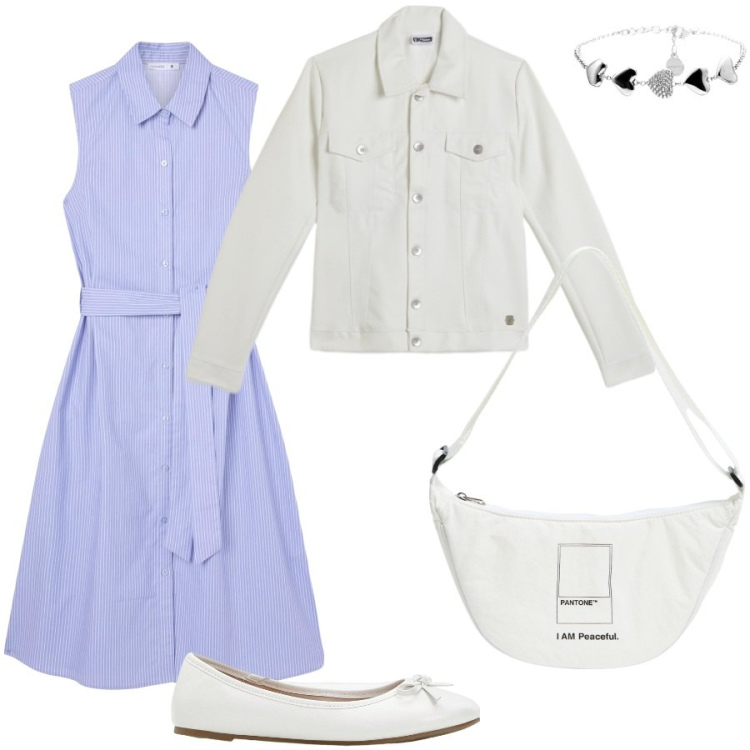 Outfit donna - L\'aria fresca di Settembre. Stile Casual per Tutti i giorni. Abbinamento con ballerine, vestiti chemisier, marsupi, giacche, braccialetti.
