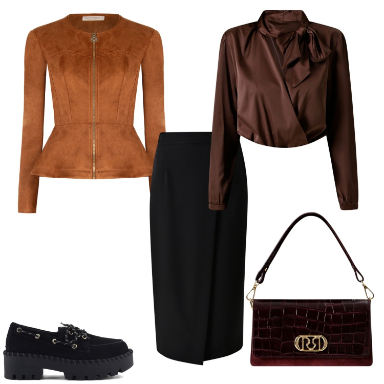 Outfit donna - Una décolleté, per favore!!. Stile Chic per Cerimonia. Abbinamento con gonne, blazer, body, borse a mano, scarpe stringate.