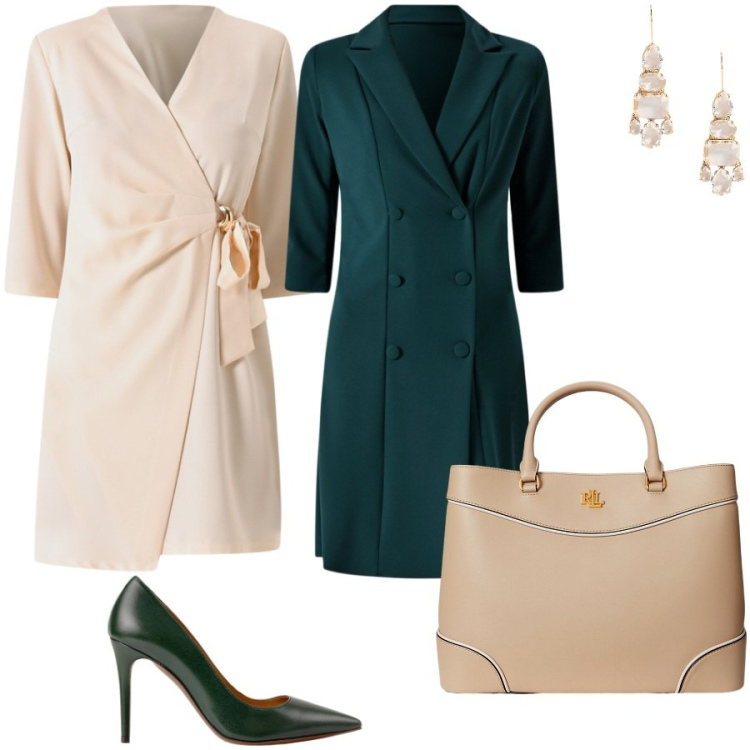 Outfit donna - Periodo di comunioni. Stile Chic per Cerimonia. Abbinamento con vestiti midi/longuette, vestiti corti, décolleté, borse a mano, orecchini.