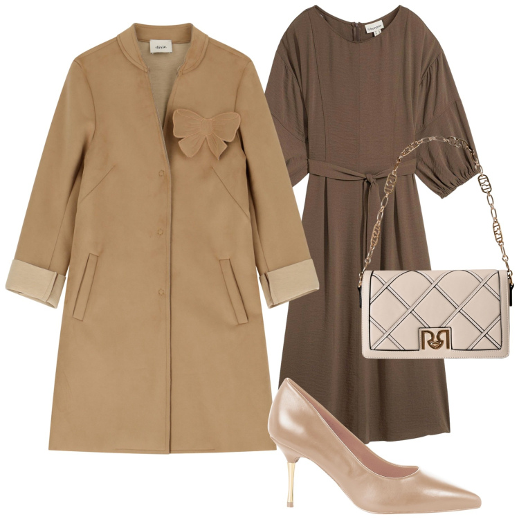 Outfit donna - Cerimonia. Stile Chic per Cerimonia. Abbinamento con vestiti, borse a tracolla, décolleté, cappotti.