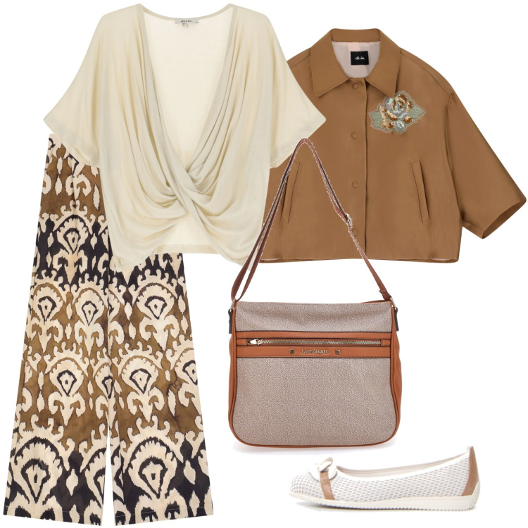 Outfit donna - I colori della terra by Dixie. Stile Etnico per Tutti i giorni. Abbinamento con blazer, t-shirt, pantaloni, borse a tracolla, ballerine.