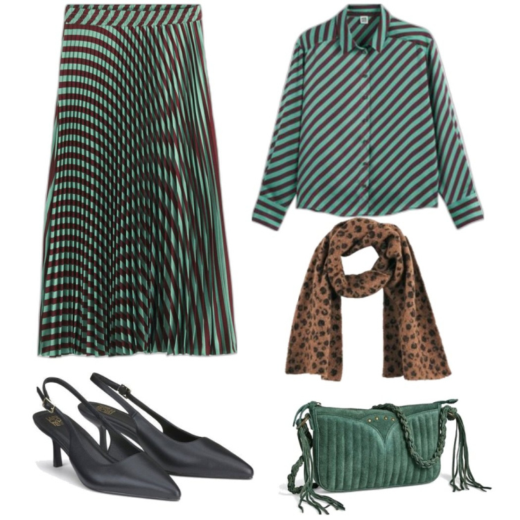 Outfit mujer - Casual chic. Estilo Casual chic para Todos los días. look ideal para Tall/Alta. Combinación con camisas, salones, faldas largas, bolsos de mano, bufandas.
