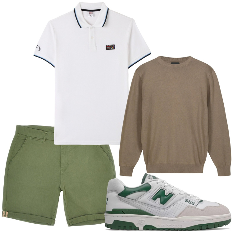 Outfit uomo - Bermuda cool. Stile Casual per Tutti i giorni. Abbinamento con polo, sneakers, pantaloni cargo, maglieria.