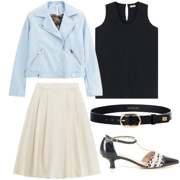 Outfit donna - versatile. Stile Urban per Tutti i giorni. Abbinamento con cinture, blazer, pantaloni, vestiti corti, sandali col tacco.