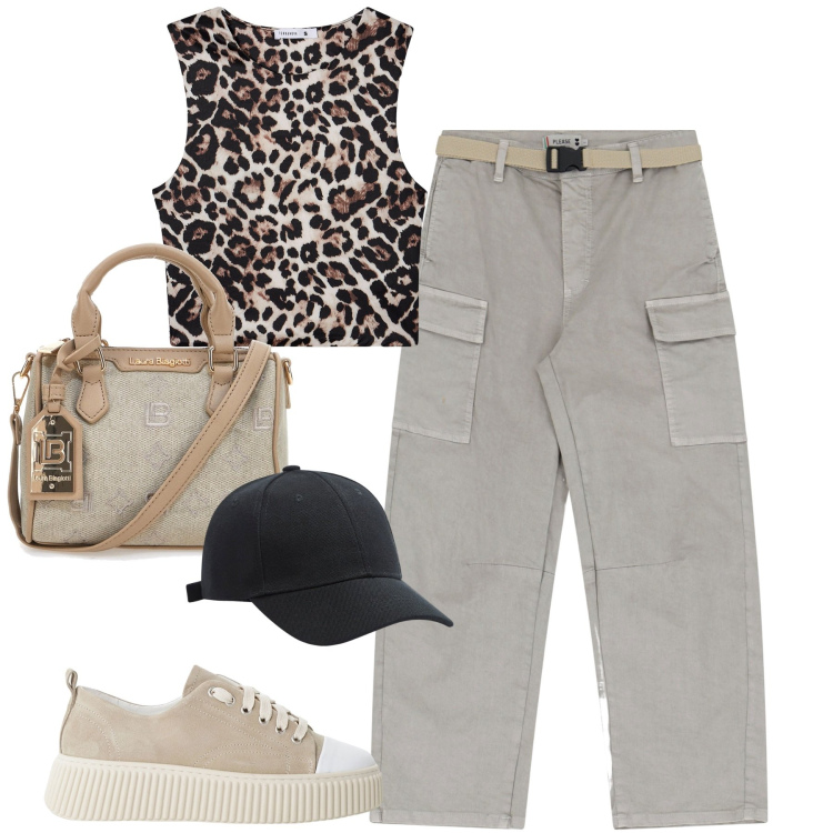 Outfit donna - Settembre. Stile Casual chic per Tutti i giorni. Abbinamento con top, cappelli, pantaloni chino, sneakers, borse a tracolla.