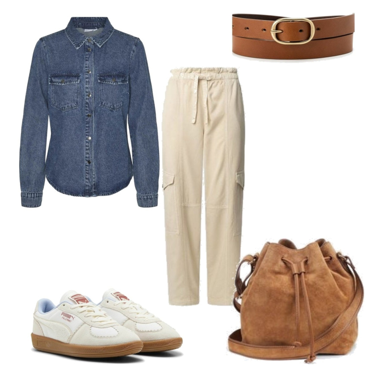 Outfit mujer - Urban style. Estilo Urban para Todos los días. Combinación con sneakers, camisas, pantalones cargo, bolsos saco, cinturones.