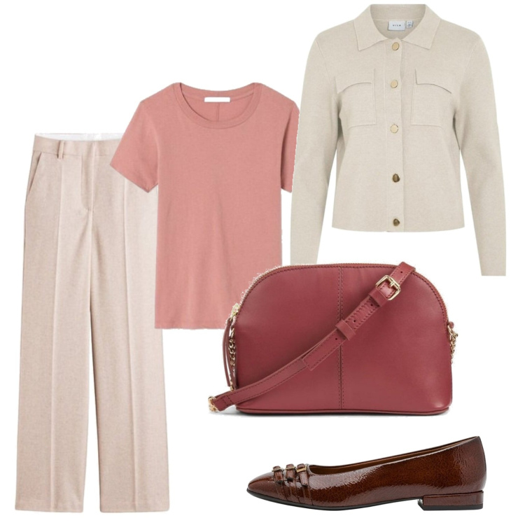 Outfit mujer - Urban style. Estilo Urban para Todos los días. Combinación con pantalones palazzo, cárdigans, bailarinas, bandoleras, camiseta.