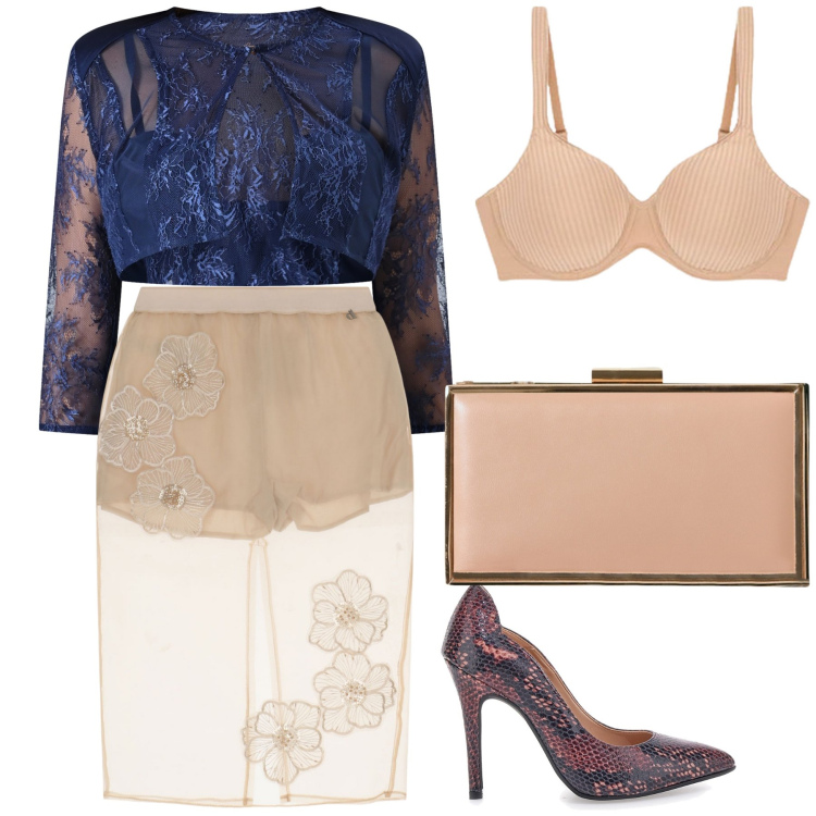 Outfit donna - Invitata decisamente diversa dal solito. Stile Sexy per Cerimonia. Abbinamento con pochette, bolero, gonne, reggiseni, décolleté.