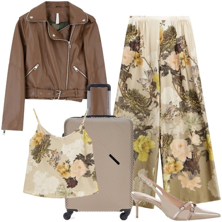 Outfit donna - Total look #2241247. Stile Rock per Ufficio. Abbinamento con décolleté, pantaloni a palazzo, giacche, top, valigie.