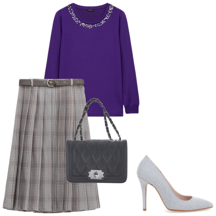 Outfit donna - Total look #2241360. Stile Trendy per Ufficio. Abbinamento con gonne, décolleté, felpe, borse a tracolla.