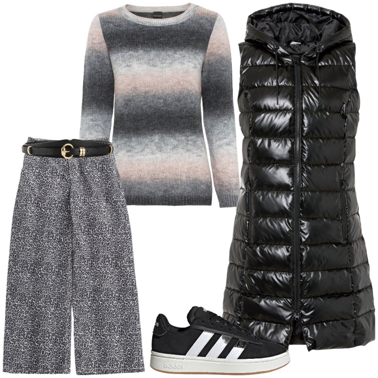 Outfit donna - Total look #2241405. Stile Casual per Tutti i giorni. Abbinamento con gilet, maglieria, cinture, pantaloni, sneakers.
