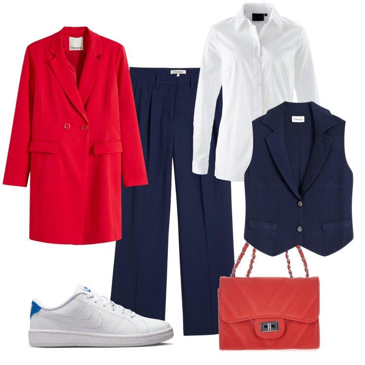 Outfit donna - Il cardigan lungo come soprabito. Stile Casual chic per Ufficio. Abbinamento con blazer, camicie, maglieria, pantaloni, sneakers, borse a tracolla.