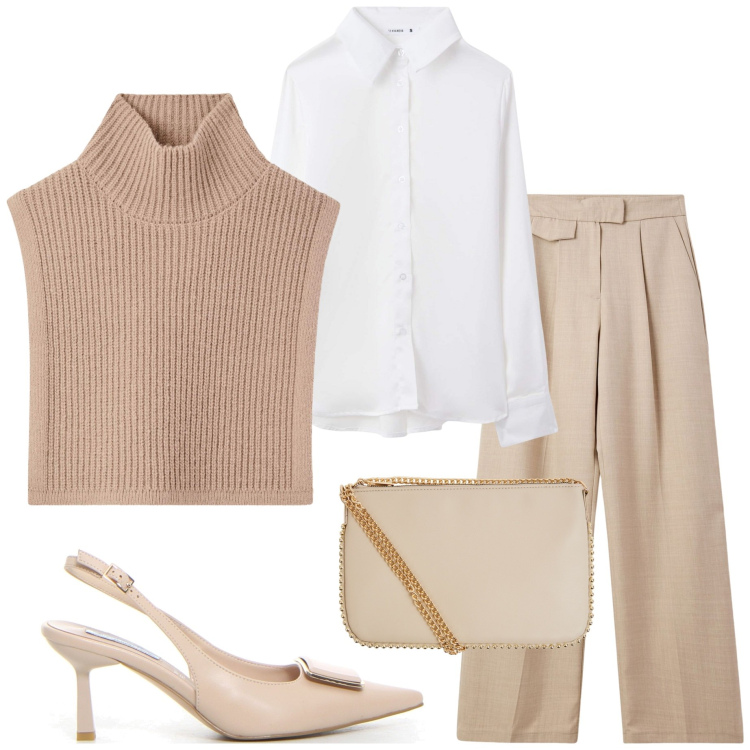 Outfit donna - Terranova. Stile Casual chic per Serata fuori. Abbinamento con borse a tracolla, pantaloni, camicie, cappotti, décolleté.