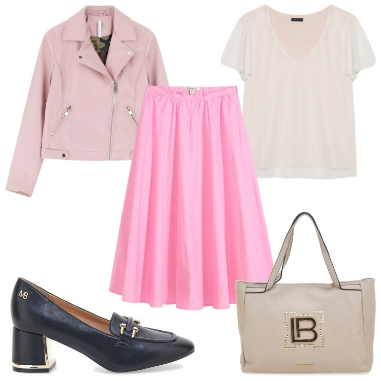 Outfit donna - Blazer session : in rosa. Stile Trendy per Tutti i giorni. Abbinamento con gonne longuette, blazer, décolleté, borse a spalla, bluse.