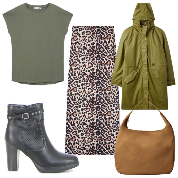 Outfit donna - Terranova- back to reality: animalier. Stile Trendy per Tutti i giorni. Abbinamento con t-shirt, gonne lunghe, cappotti, borse a mano, stivaletti.