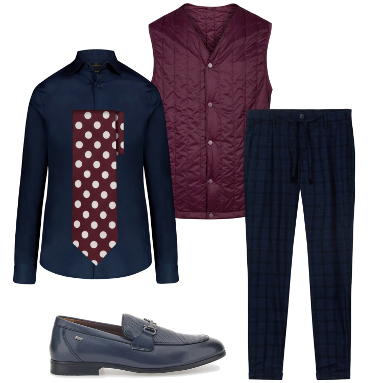 Outfit uomo - Collo francese. Stile Business/Elegante per Ufficio. Abbinamento con pantaloni, camicie, piumini, cravatte, scarpe stringate.