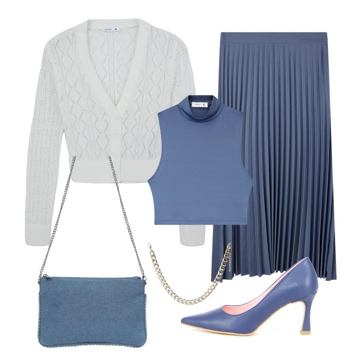 Outfit donna - Capi firmati Terranova!. Stile Chic per Ufficio. Abbinamento con gonne lunghe, cardigans, borse a tracolla, collane, top, décolleté.