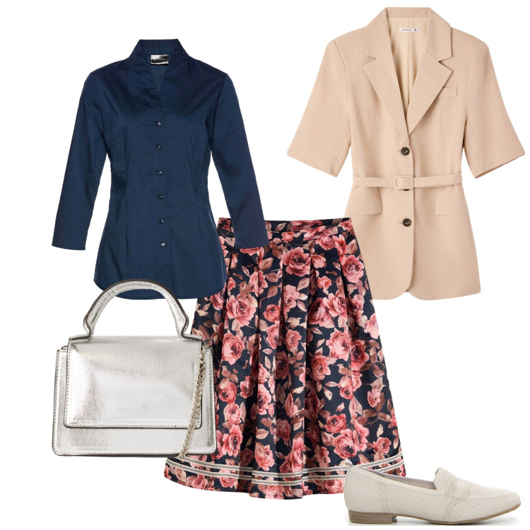 Outfit donna - Blazer: un capo immancabile. Stile Trendy per Tutti i giorni. Abbinamento con camicie, gonne, blazer, borse a tracolla, mocassini.