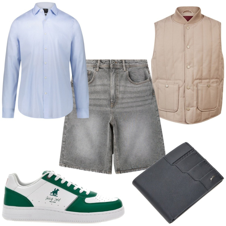 Outfit uomo - Il gilet trapuntato a settembre. Stile Trendy per Tutti i giorni. Abbinamento con bermuda, camicie, piumini, portafogli, sneakers.
