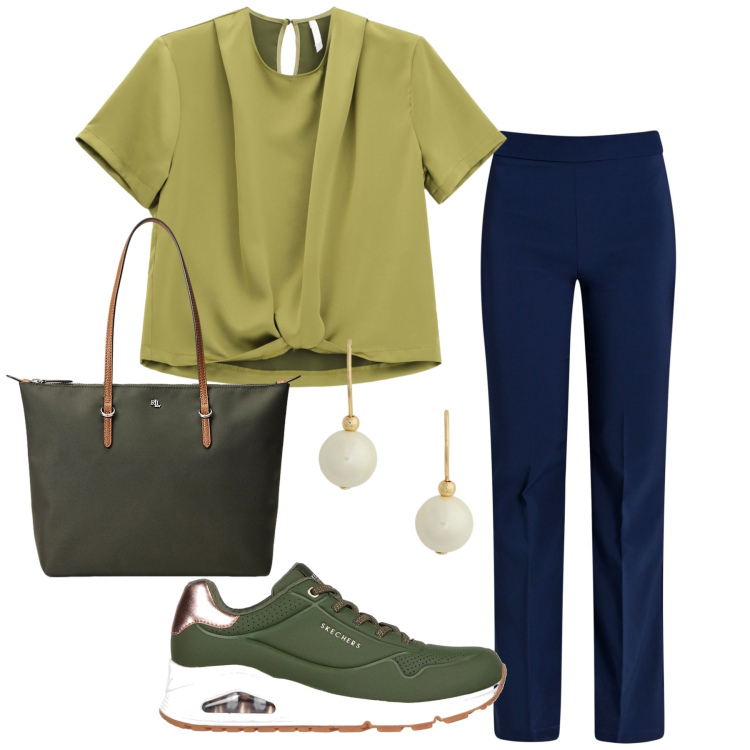 Outfit donna - Total look #2241798. Stile Basic per Tutti i giorni. Abbinamento con pantaloni, bluse, borse tote, orecchini, sneakers.