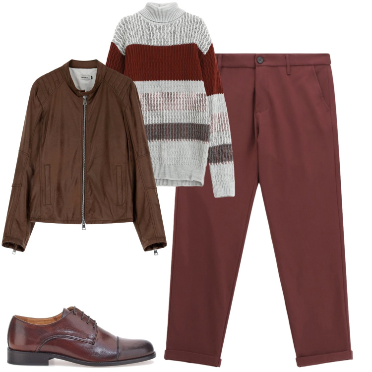 Outfit uomo - Fall. Stile Urban per Tutti i giorni. Abbinamento con pantaloni, maglieria, giacche, scarpe stringate.
