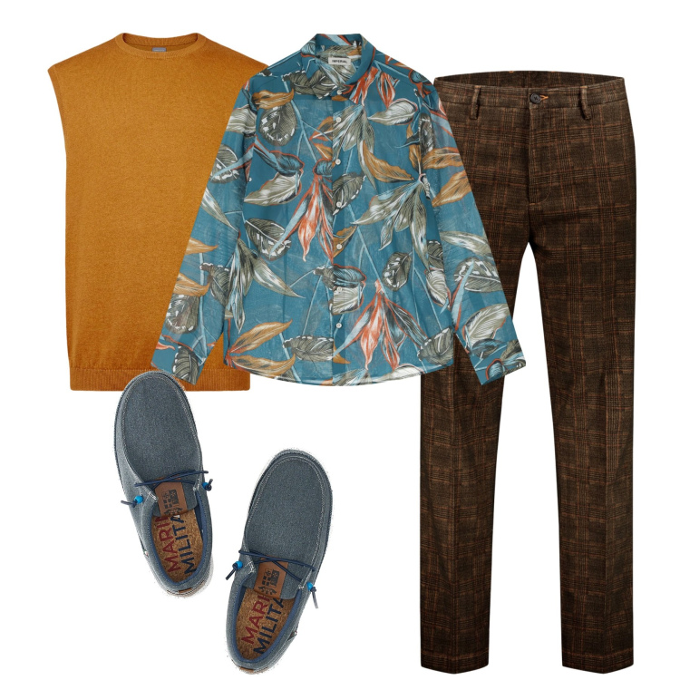 Outfit uomo - Fall. Stile Urban per Tutti i giorni. Abbinamento con camicie, pantaloni, gilet, scarpe stringate.