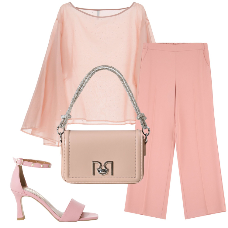 Outfit donna - Total look #2241828. Stile Chic per Tutti i giorni. Abbinamento con borse a mano, bluse, sandali col tacco, pantaloni.