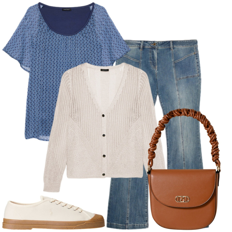 Outfit donna - Minimal ma non troppo. Stile Minimal per Ufficio. Abbinamento con borse a mano, sneakers, cardigans, jeans, bluse.