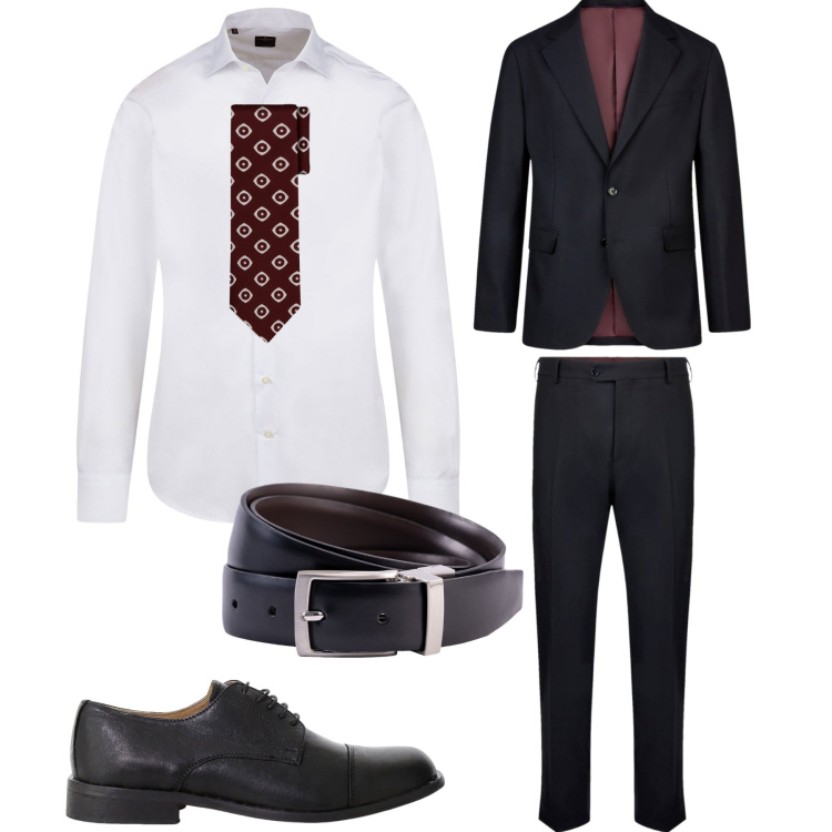 Outfit uomo - City. Stile Business/Elegante per Tutti i giorni. Abbinamento con scarpe stringate, abiti, cinture, camicie, cravatte.