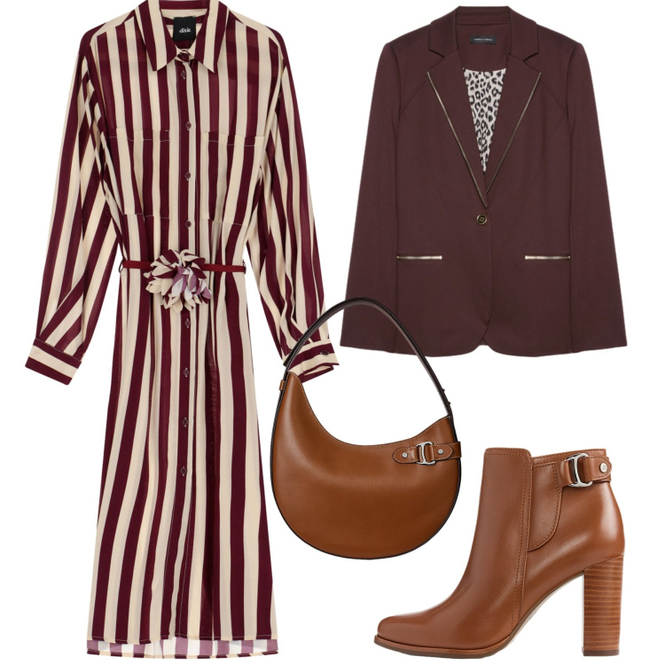 Outfit donna - Total look #2241971. Stile Glamour per Ufficio. Abbinamento con vestiti midi/longuette, stivaletti, borse a spalla, blazer.