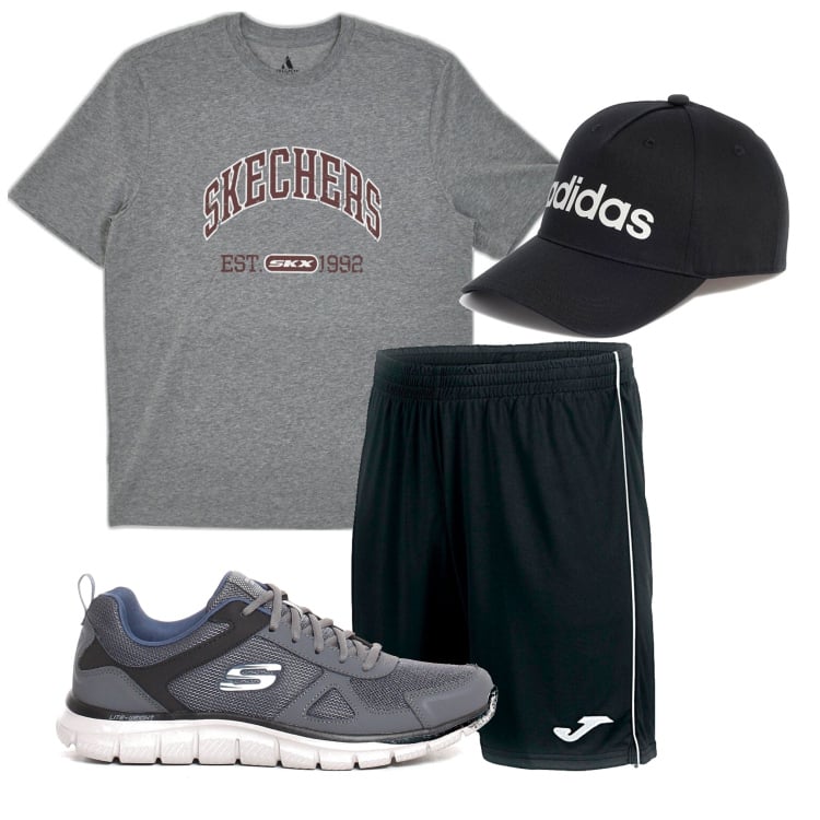 Outfit uomo - Con i pantaloncini. Stile Trendy per Tutti i giorni. Abbinamento con cappelli, pantaloni corti, t-shirt, sneakers.