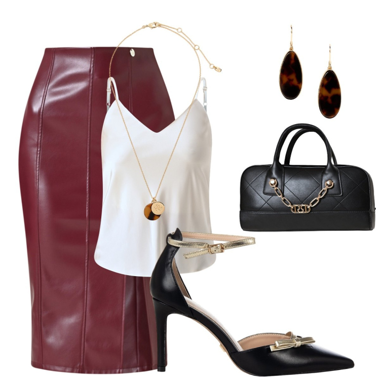 Outfit donna - I must have AI 25/26. Stile Sexy per Serata fuori. Abbinamento con gonne longuette, top, décolleté, borse a mano, orecchini, collane.