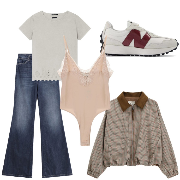 Outfit donna - Gray, ottimo direi!. Stile Casual chic per Tutti i giorni. Abbinamento con sneakers, jeans a zampa, t-shirt, body, cappotti.