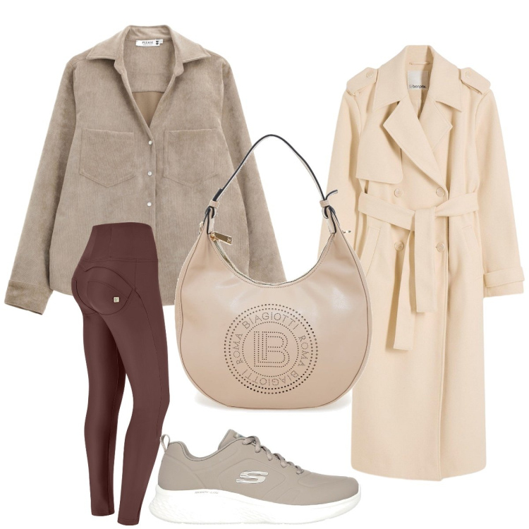 Outfit donna - Mai senza Trench. Stile Sporty chic per Tutti i giorni. Abbinamento con trench, camicie, pantaloni skinny, sneakers, borse a spalla.