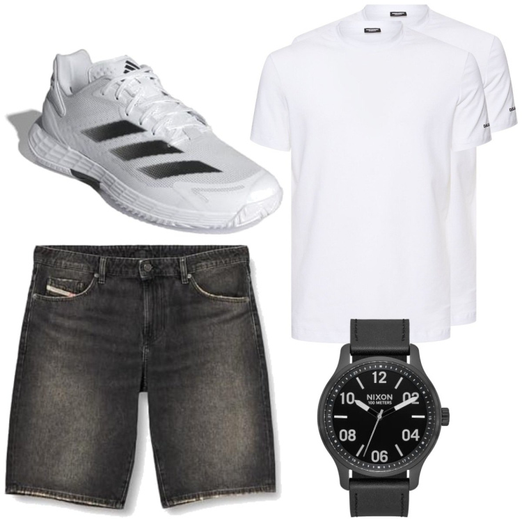 Outfit homme - Tendance #5464. Style Tendance pour Tous les jours. Assortir avec montres, short, sneakers, t-shirts.