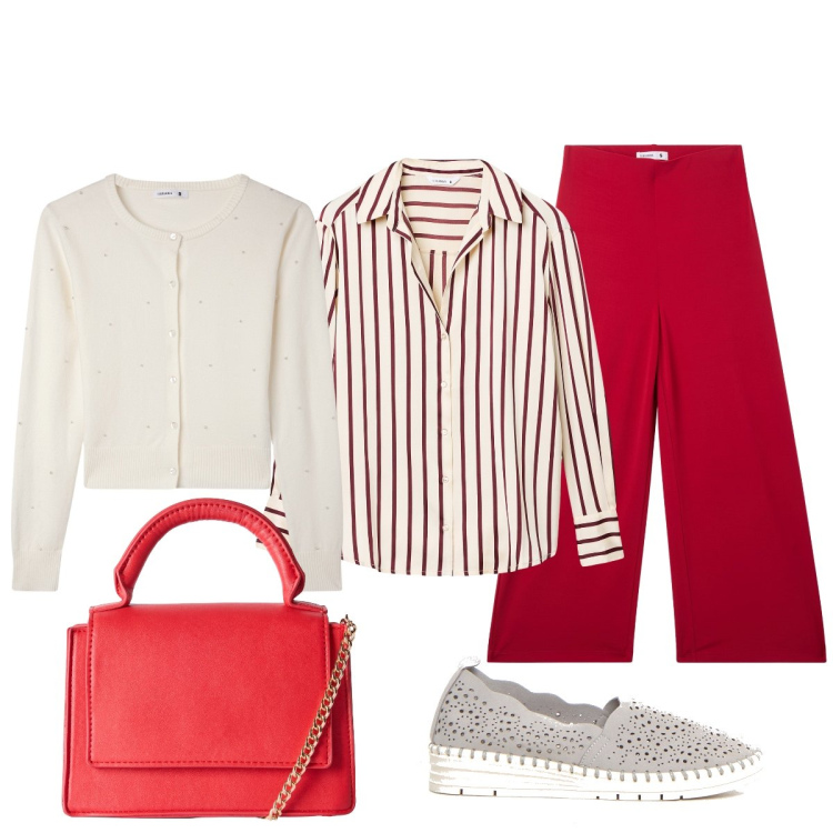 Outfit donna - Terranova per la mia giornata in città. Stile Chic per Tutti i giorni. Abbinamento con pantaloni culotte, camicie, cardigans, borse a tracolla, mocassini.