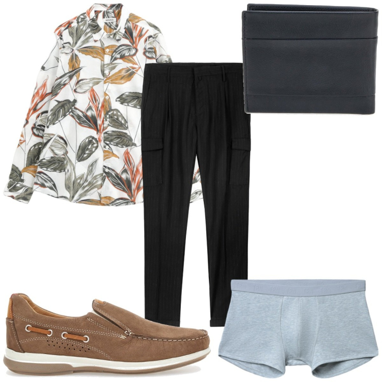 Outfit uomo - Total look #2242298. Stile Casual per Tutti i giorni. Abbinamento con boxer, camicie, portafogli, pantaloni cargo, scarpe stringate.