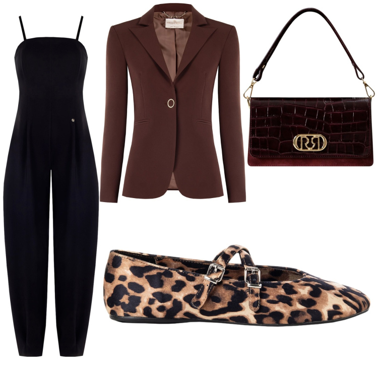 Outfit donna - Serata chic in Rinascimento. Stile Chic per Serata fuori. Abbinamento con blazer, ballerine, tute, borse a mano.