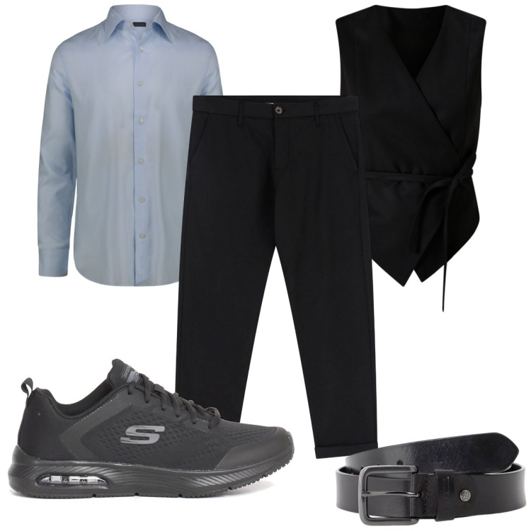 Outfit uomo - Total look #2242377. Stile Casual per Tutti i giorni. Abbinamento con gilet, pantaloni chino, cinture, camicie, sneakers.