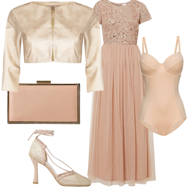 Outfit donna - Damigella. Stile Bon Ton per Cerimonia. Abbinamento con vestiti lunghi, body, bolero, pochette, décolleté.