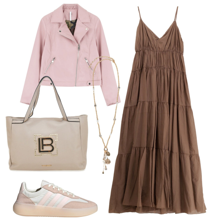 Outfit donna - Street style. Stile Glamour per Tutti i giorni. Abbinamento con blazer, vestiti lunghi, borse a spalla, ciondoli, sneakers.