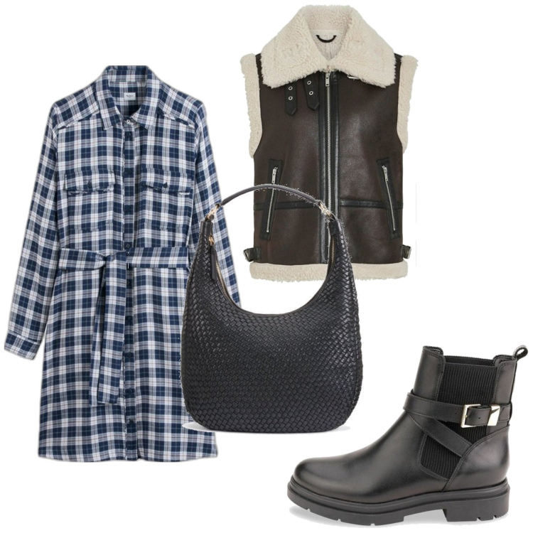 Outfit mujer - Urban style. Estilo Urban para Todos los días. Combinación con botines, chalecos, vestidos camiseros, bolso tote.