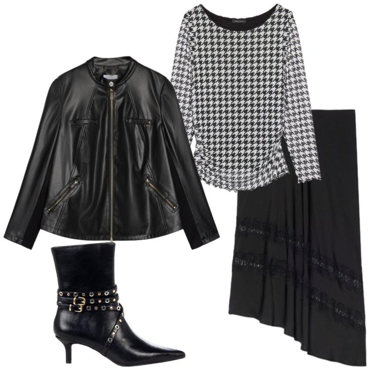 Outfit donna - Serata con amici. Stile Sporty chic per Serata fuori. Abbinamento con stivaletti, blazer, bluse, gonne lunghe.