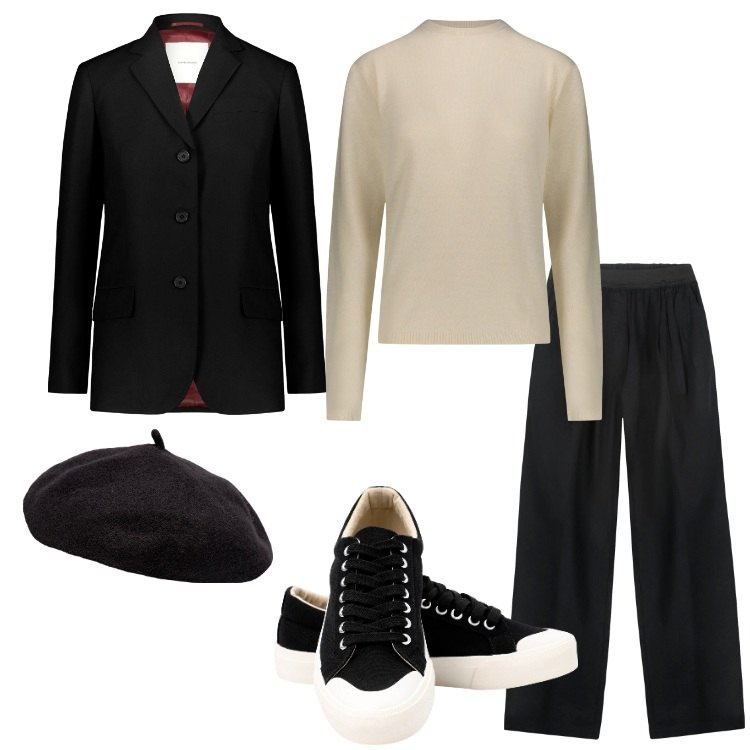 Outfit donna - Blazer Season. Stile Minimal per Tutti i giorni. Abbinamento con pantaloni, blazer, pullovers, sneakers, cappelli e berretti.