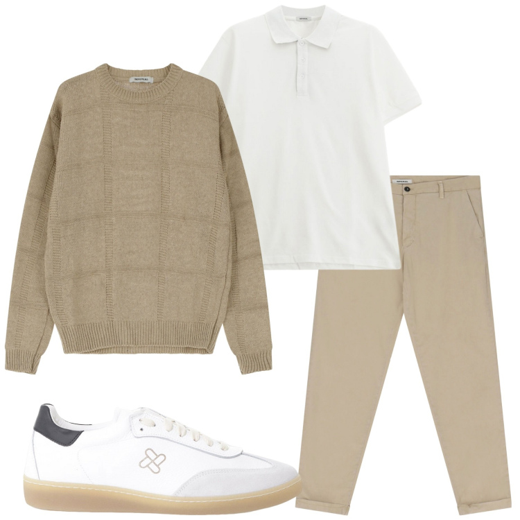 Outfit uomo - Imperial style. Stile Casual per Tutti i giorni. Abbinamento con pantaloni chino, pullovers, sneakers, polo.