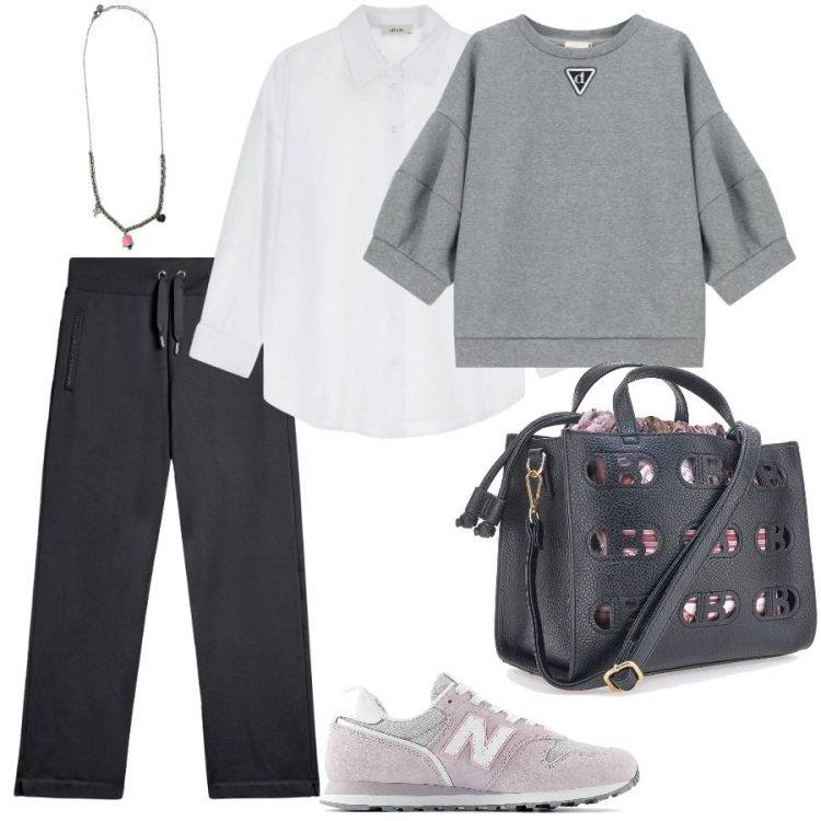 Outfit donna - Gli outfit sporty chic. Stile Sporty chic per Tutti i giorni. Abbinamento con pantaloni sportivi, ciondoli, felpe, camicie, borse a mano, sneakers.